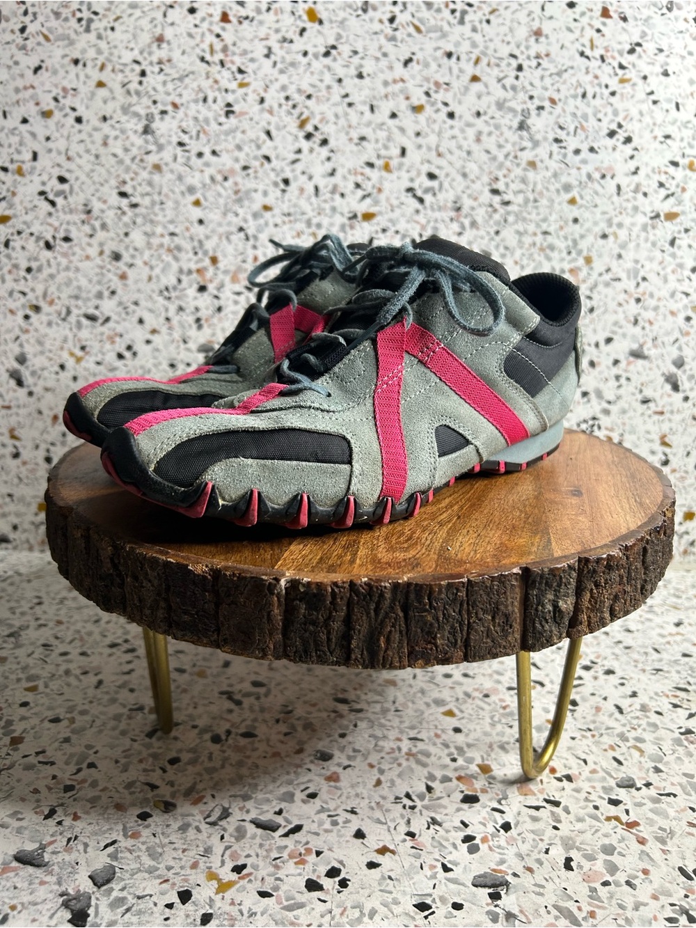 Vintage Y2K gray and pink suede Diesel Cracker low-top athletic sneakers size 8